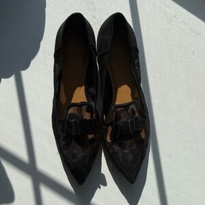 J. Crew Collection Sheer Black Pointed Flats with Bow